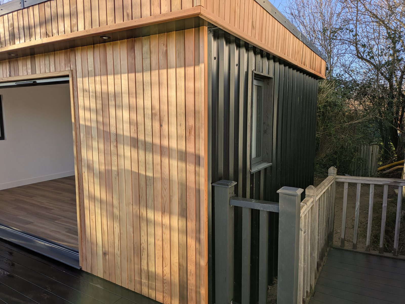 Cedar and black cladding detail